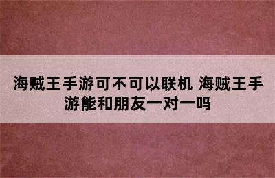 海贼王手游可不可以联机 海贼王手游能和朋友一对一吗